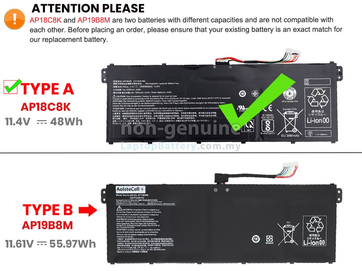 Acer Aspire 3 A315-44P-R636 replacement battery