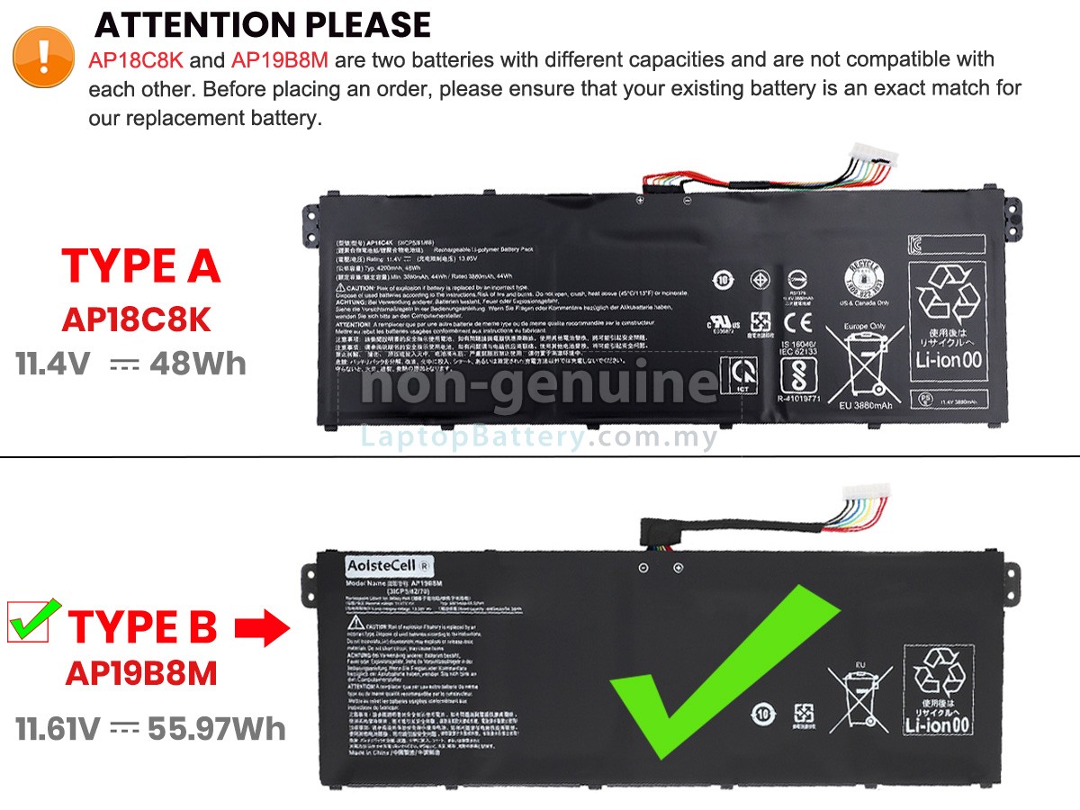 Acer Aspire 3 A315-44P-R636 replacement battery