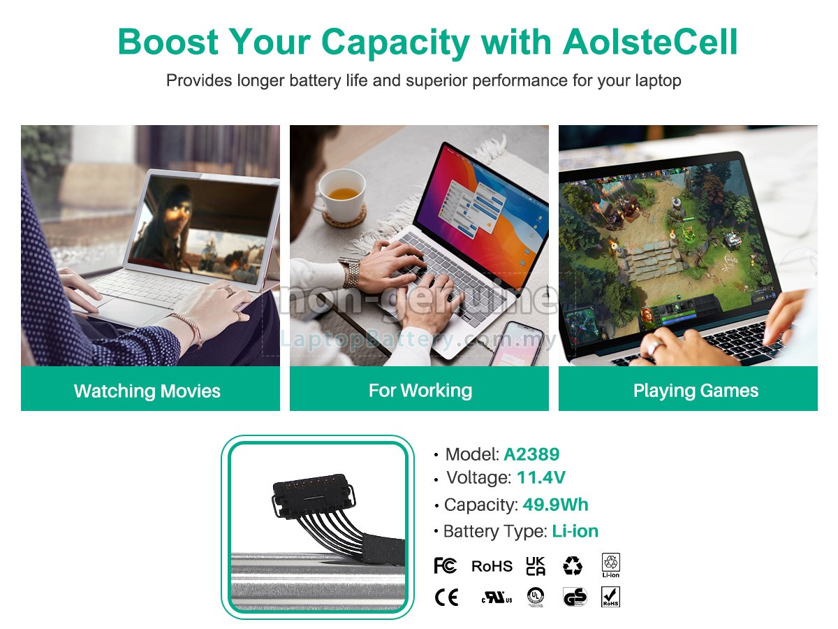 Apple MacBook Air M1 8-Core A2337 EMC 3598 replacement battery