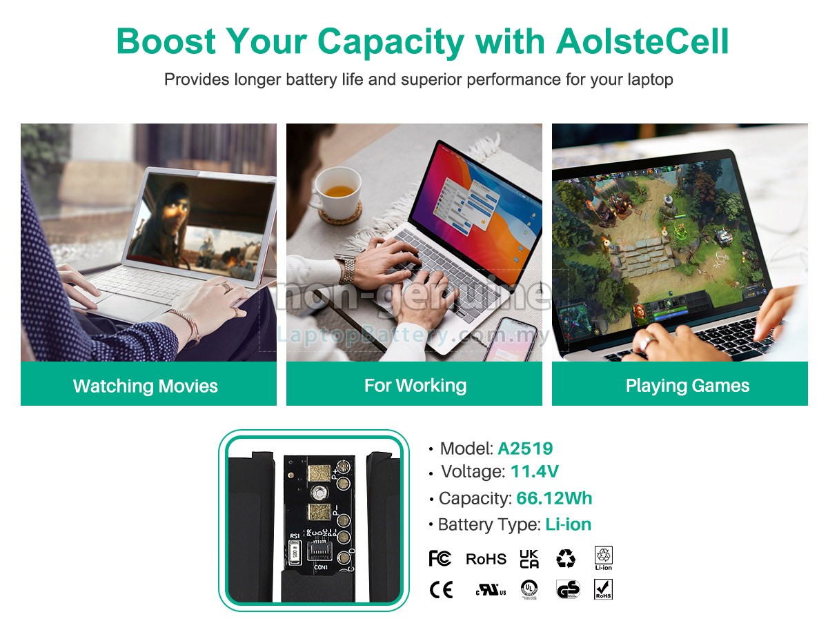 Apple MacBook Pro 14-inch M1 Pro 10 CPU 14 GPU replacement battery