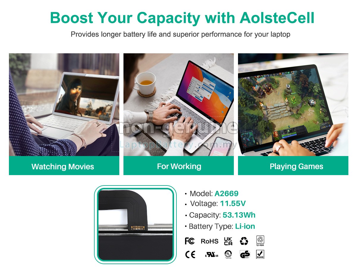 Apple MacBook Air M2 2022 MLY43LL/A replacement battery