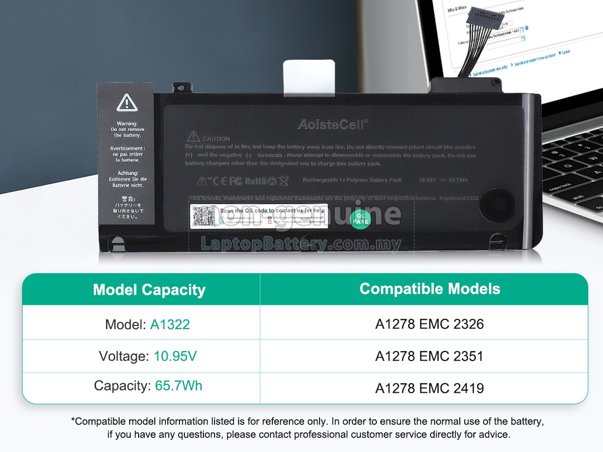 Apple MacBook Pro 13_ MB990*/A replacement battery