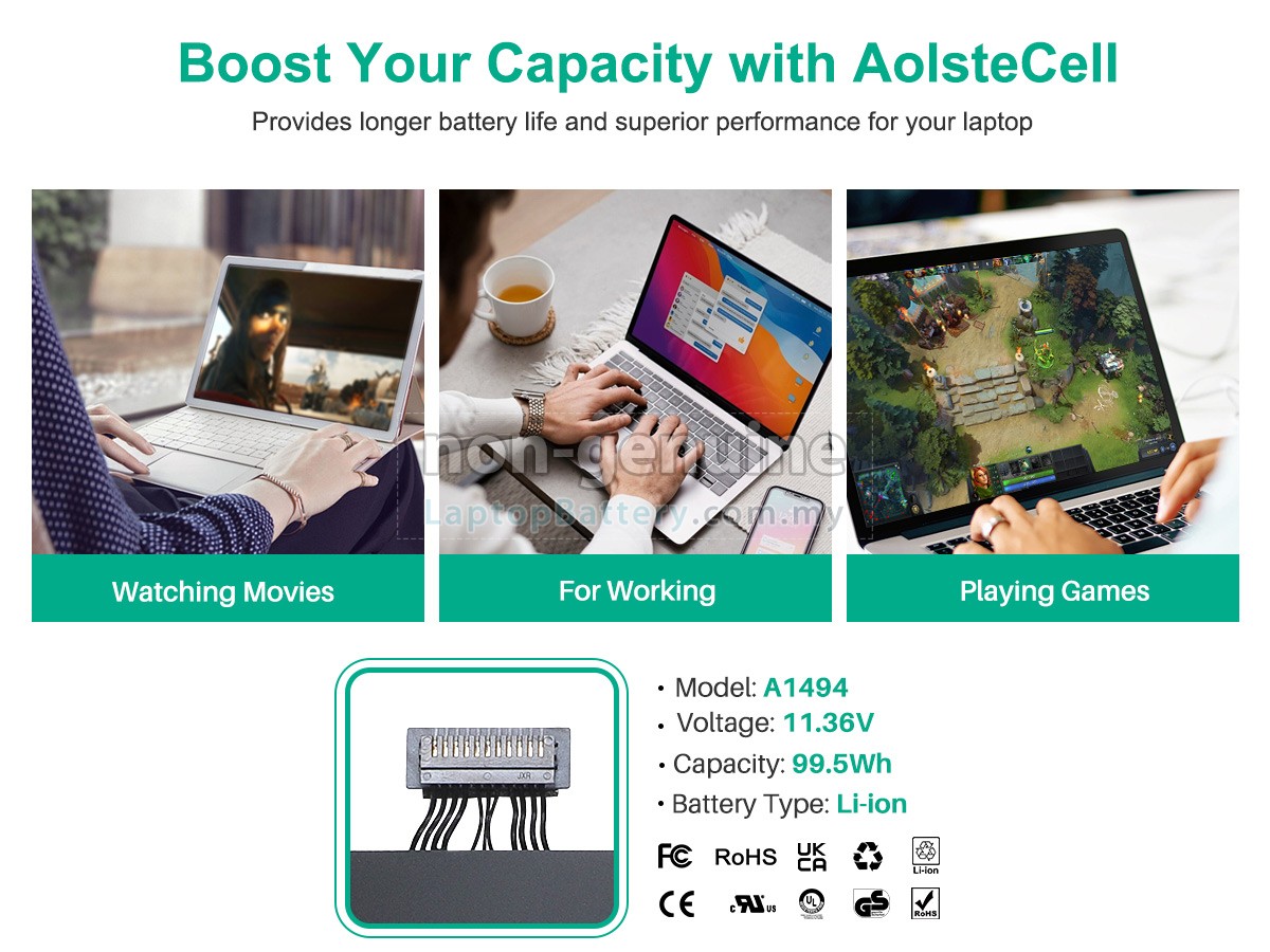 Apple MacBook Pro 15.4 inch Retina MGXC2LL/A replacement battery