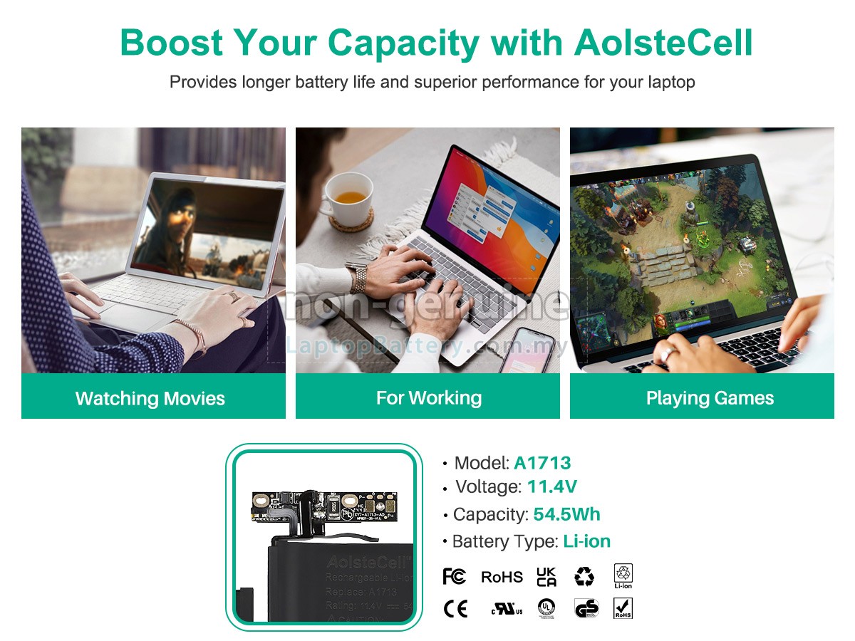 Apple MacBook Pro 13_ A1708(Late 2016) replacement battery