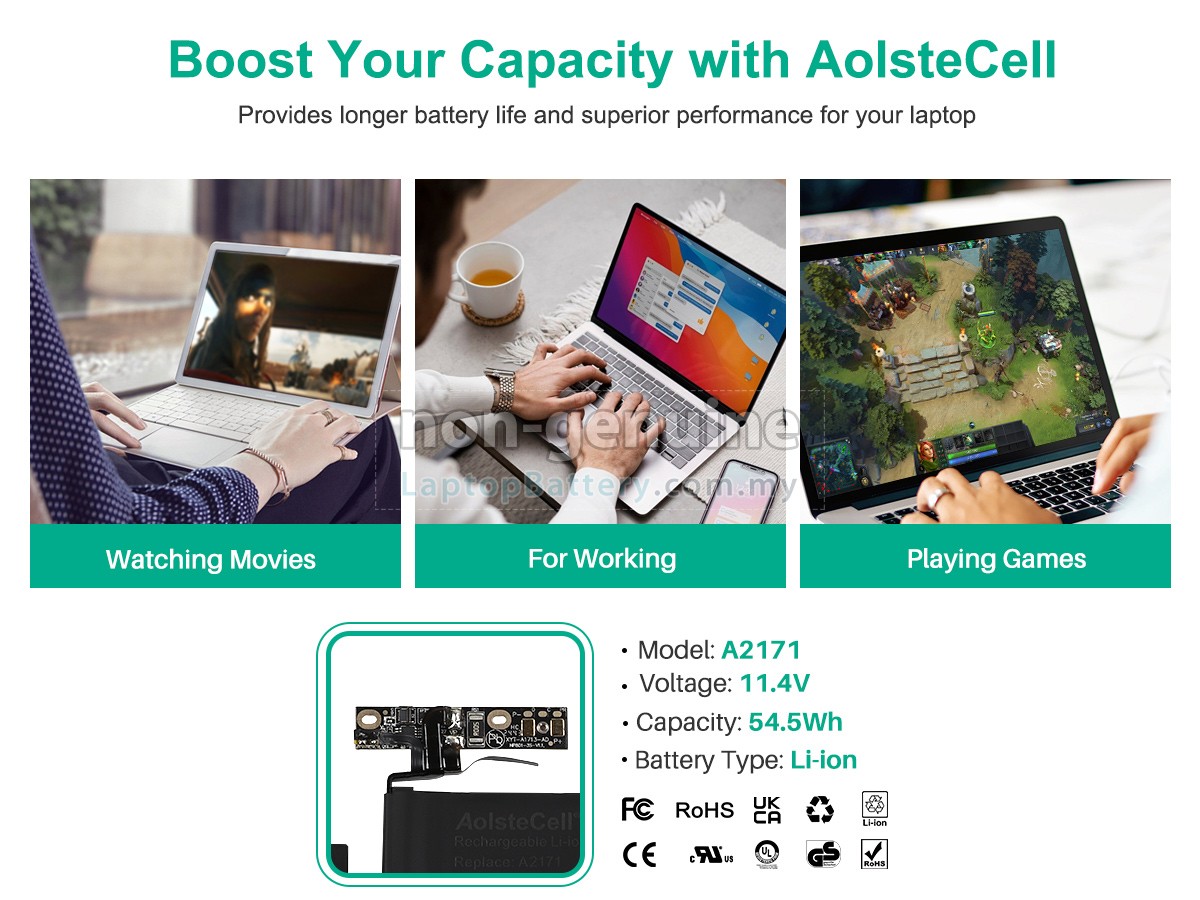 Apple MacBook Pro 13-inch TOUCH A2159(2019) replacement battery