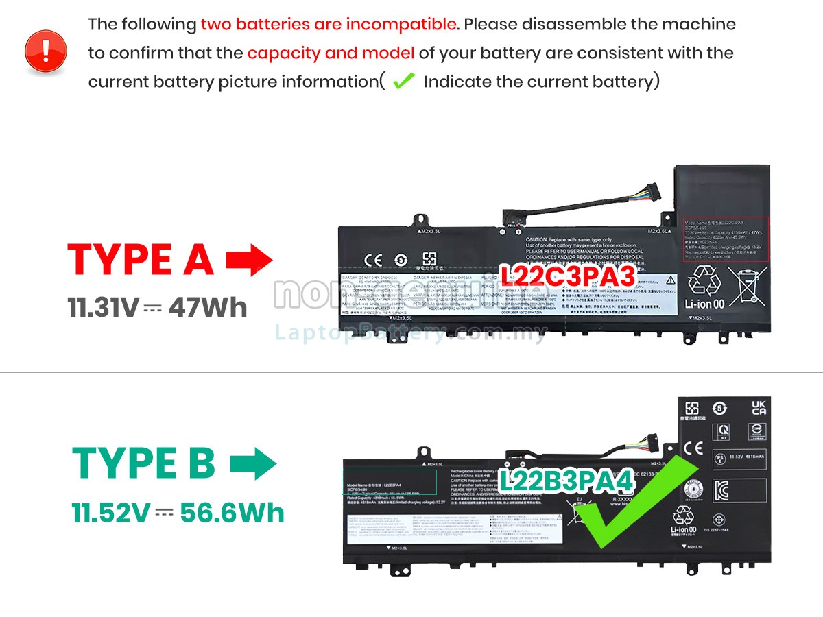 Lenovo IdeaPad SLIM 5 14ABR8-82XE006UFR replacement battery