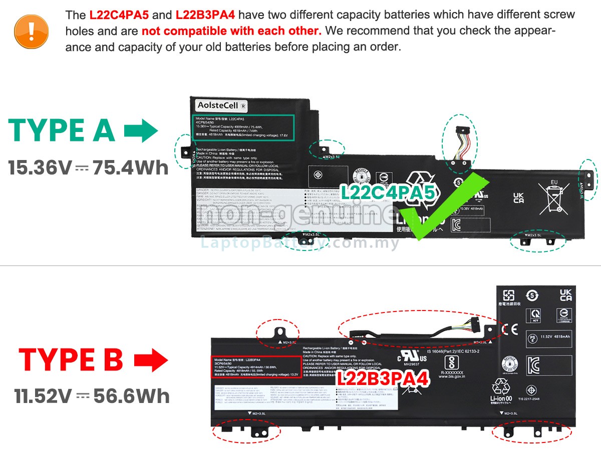 Lenovo IdeaPad SLIM 5 16IAH8-83BG003HHH replacement battery