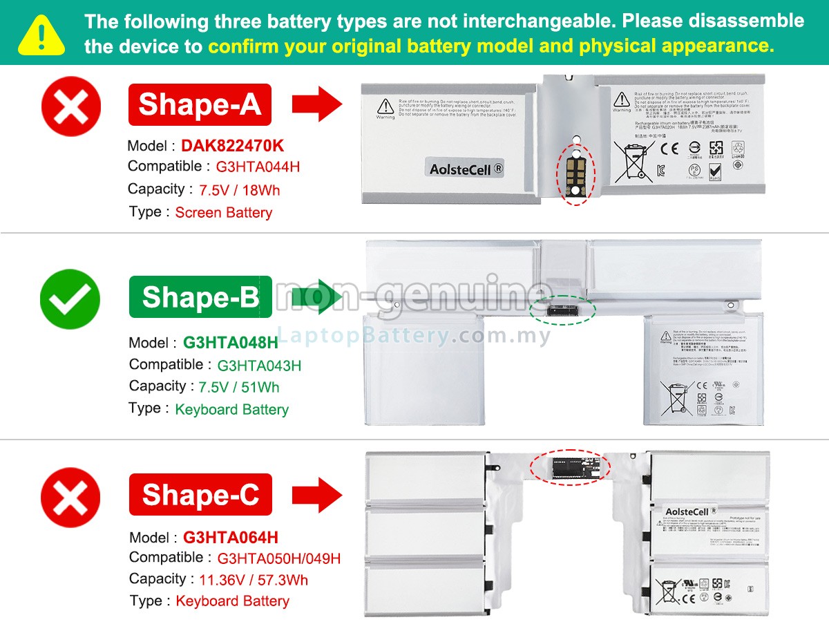 Microsoft Surface BOOK 2 1832 replacement battery
