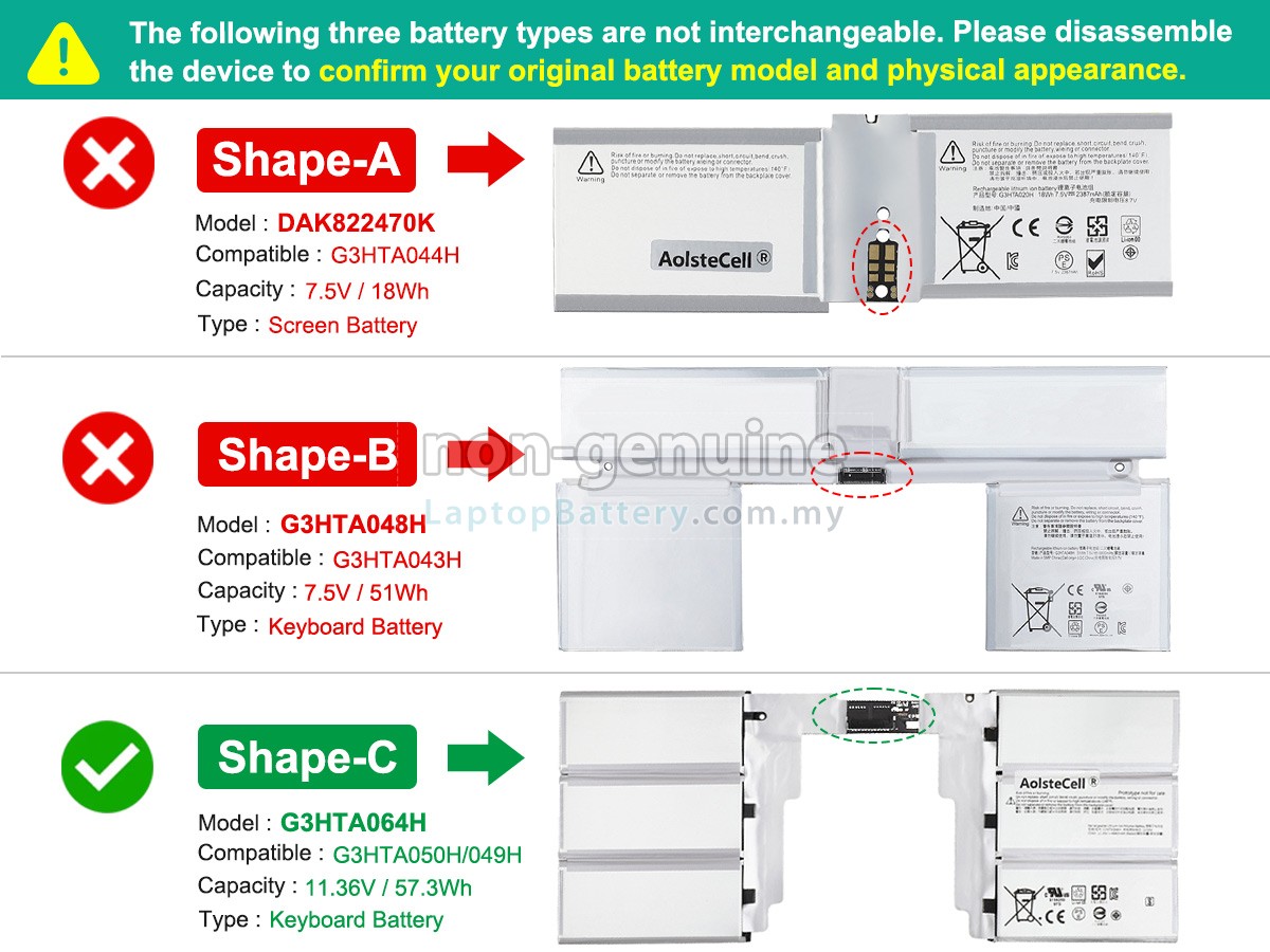 Microsoft Surface BOOK 2 1832 replacement battery